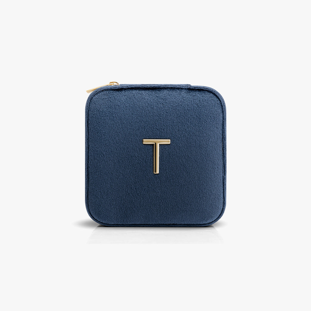 VLANDO Travel Ritual Initial Jewelry Case – Mini Travel Jewelry Boxr with Mirror,Gift for Women