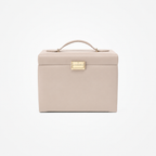 منظم صندوق مجوهرات كبير من VLANDO Quiet Luxe مكون من 4 طبقات مع مرآة وأدراج - حقيبة تخزين مجوهرات جلدية