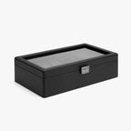 VLANDO Large 6-Slot Lockable Watch Box Organizer with Glass Lid & Accessory Storage