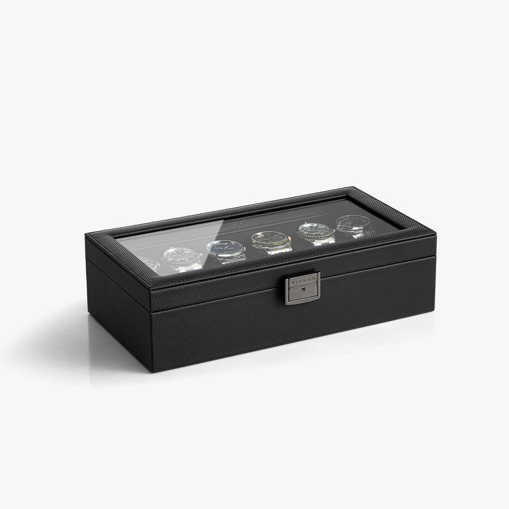 VLANDO lockable watch box in Black for organized storage