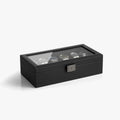 VLANDO 6-Slot Lockable Watch Box Organizer with Glass Lid & Removable Tray – Leather Watch Case for Men