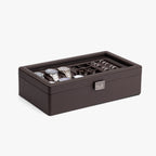 VLANDO Large 6-Slot Lockable Watch Box Organizer with Glass Lid & Accessory Storage