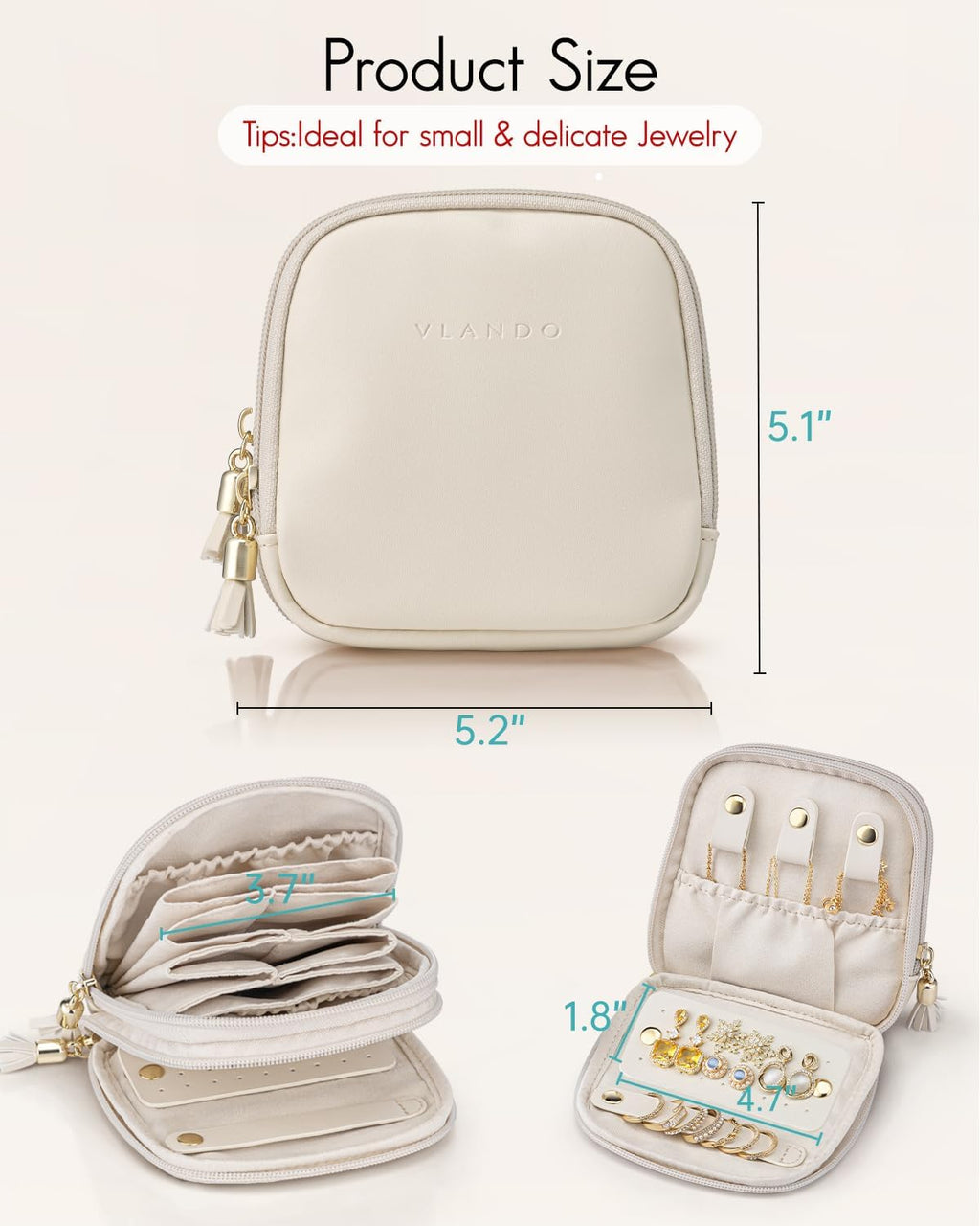 Vlando 2-Layer Travel Jewelry Organizer