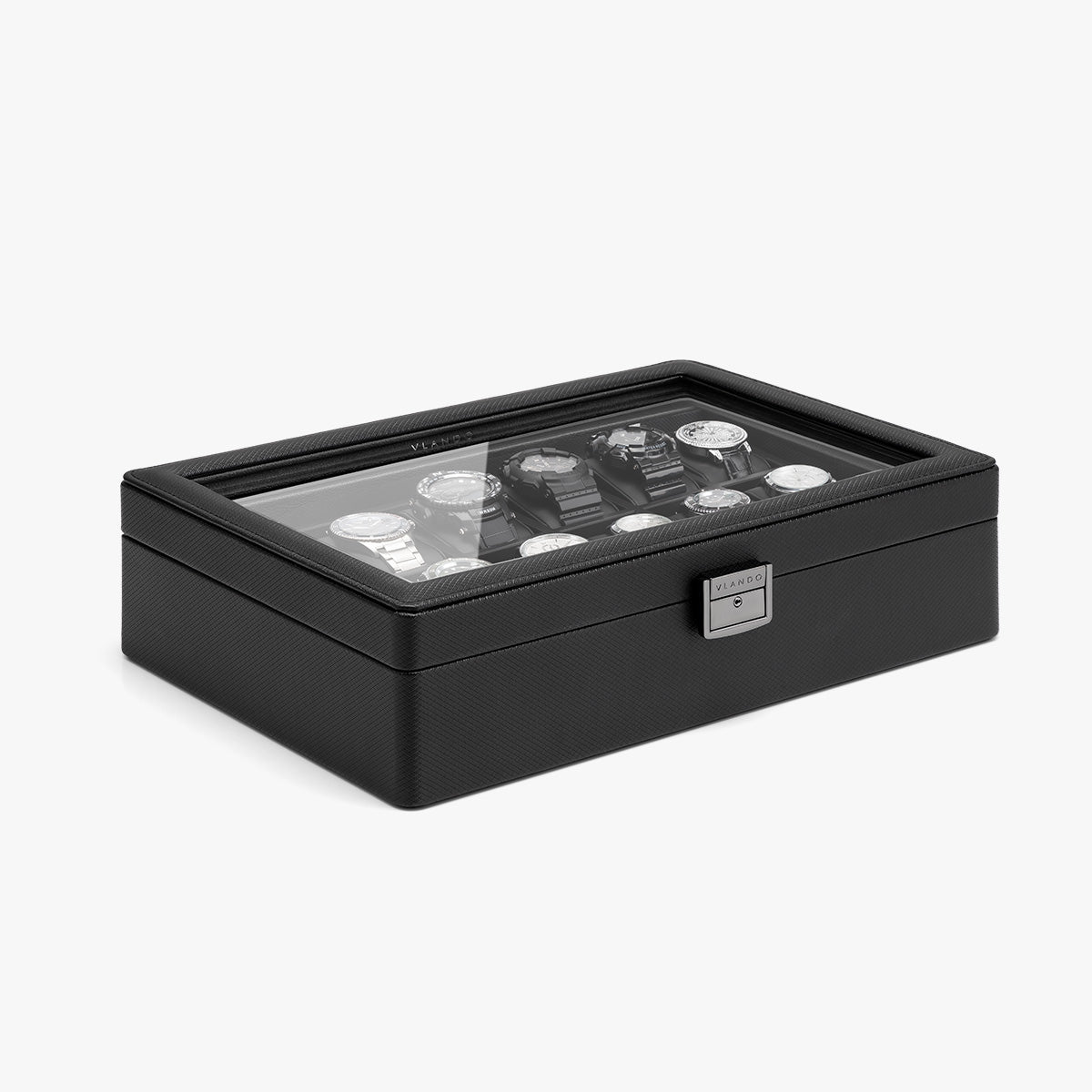 VLANDO Watch Box for Men Gifts,10 Slot Watch Holder Oreganizer Display