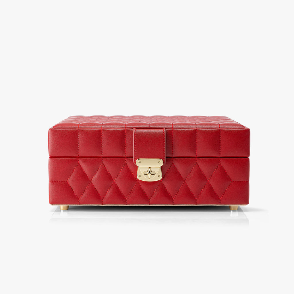 VLANDO Quiet Luxe Tailored Stitch Jewelry Box with Metal Feet – Premium Leather Organizer