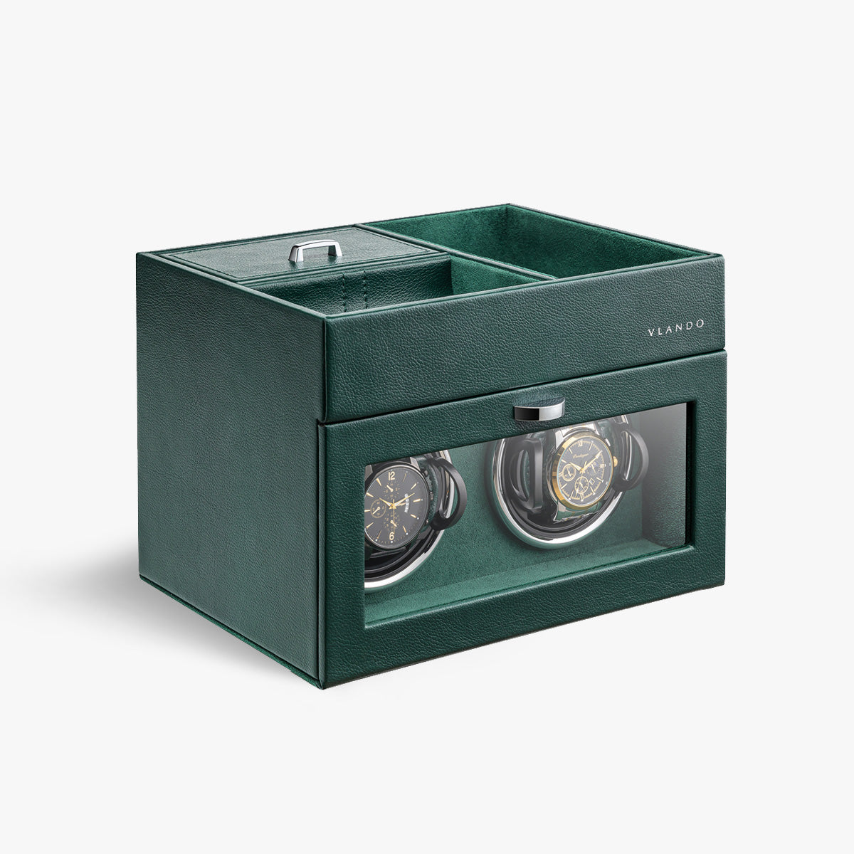 VLANDO Automatic Double Watch Winder with Jewelry Valet Tray
