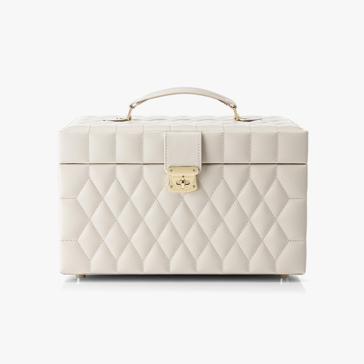 VLANDO Quiet Luxe Tailored Stitch Jewelry Box with Metal Feet – Premium Leather Organizer