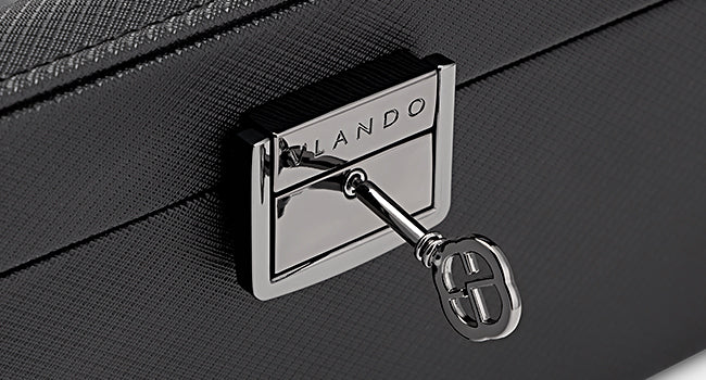 VLANDO 10-Slot Lockable Watch Box for Men | Glass Lid Watch Case