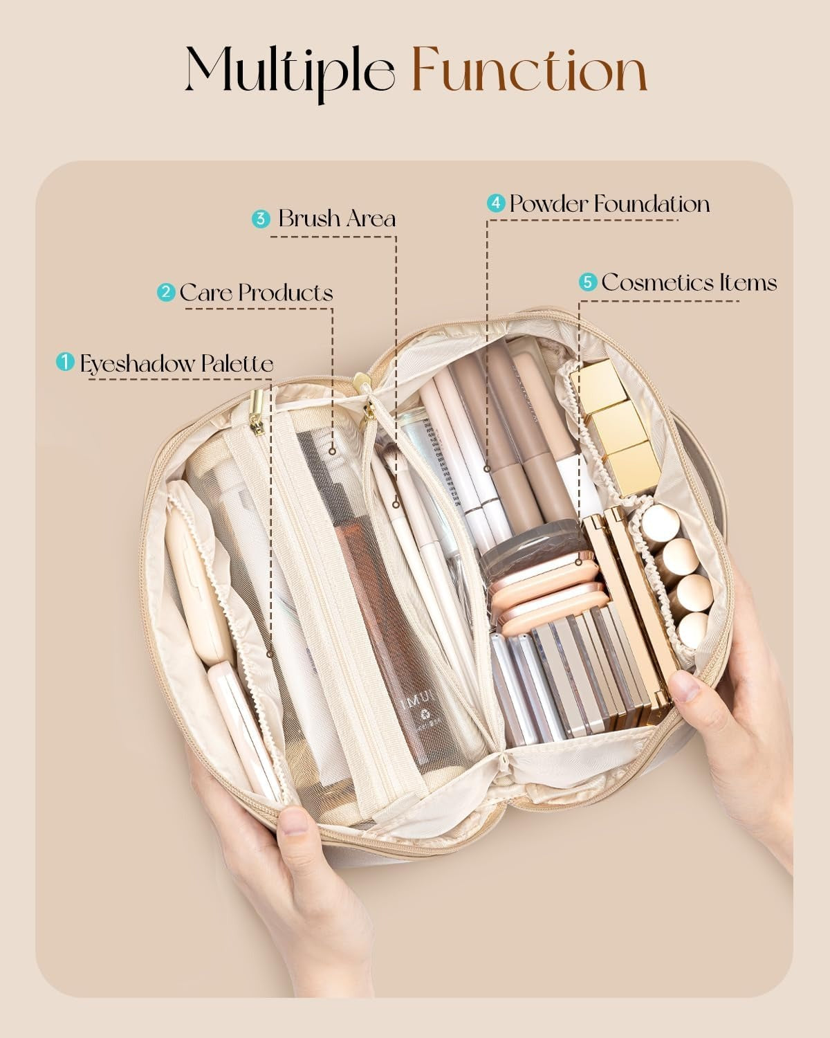 VLANDO Travel Makeup & Toiletry Bag – Large PU Leather Cosmetic Organizer