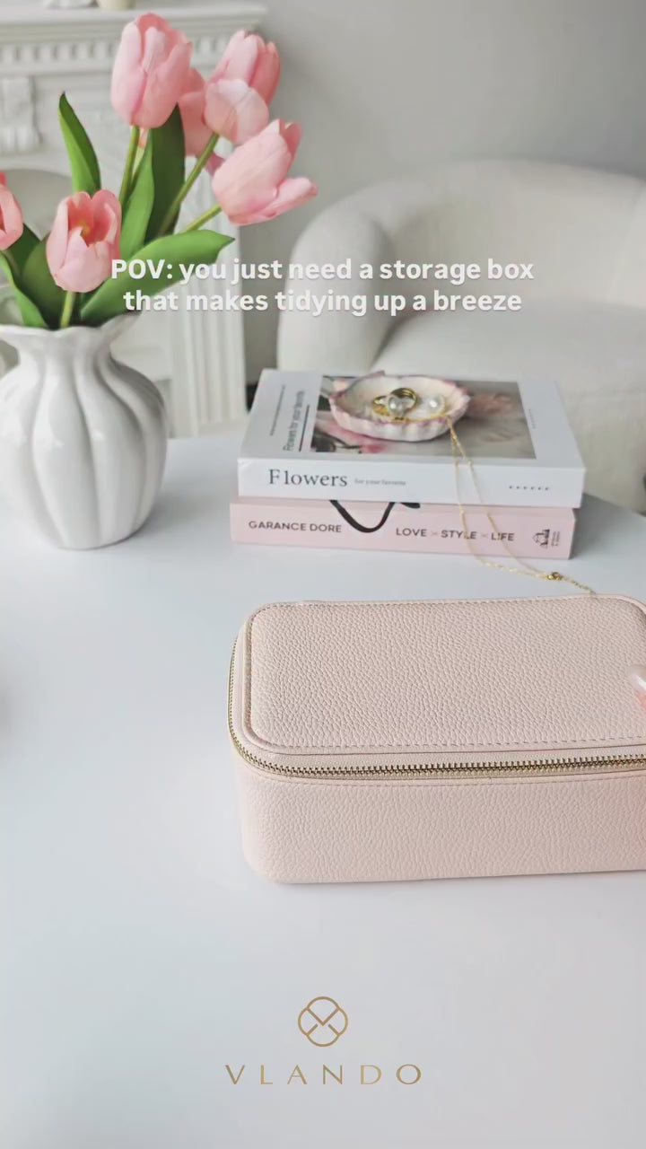 VLANDO Travel Ritua-Maidenhood Faux Leather Jewelry Organizer with 12 Visible Pouches,Portable Jewelry Storage