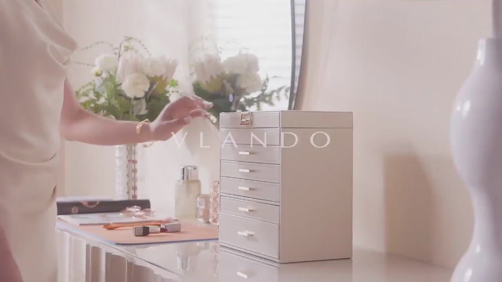 VLANDO Quiet Luxe 6-Layer Large Jewelry Box Organizer
